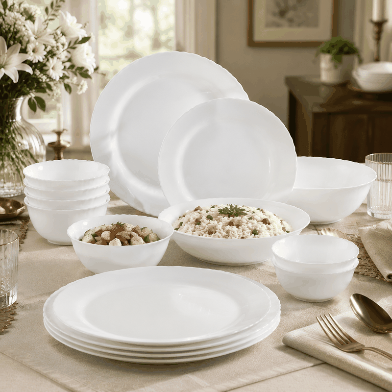 Borosil Opalware Dinner Set – Classic White image 4