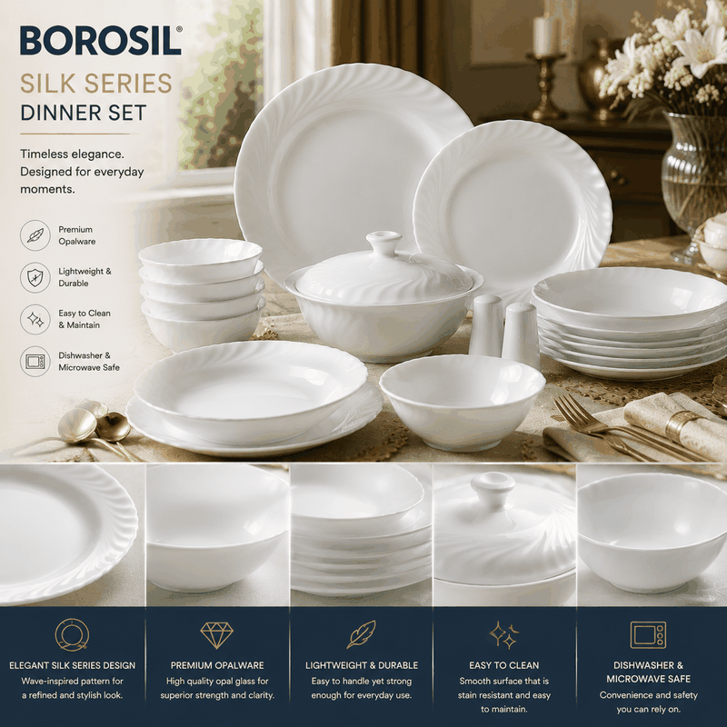 Borosil Silk Series Dinner Set